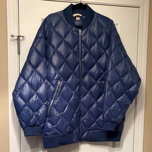 H&M Quilted Puffer Jacket in Navy Blue